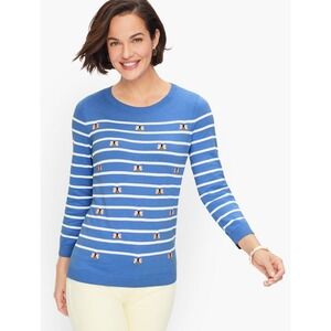 Talbots Womens Stripe Embroidered Bee Crewneck‎ Sweater Sz 2X Pullover Preppy